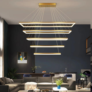 Adele - Tiered Hanging LED Rectangle Modern Chandelier