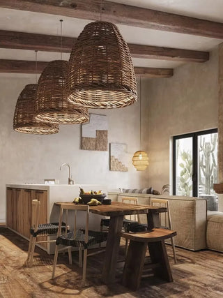 Lascano - Natural Handmade Rattan Shade Round Pendant Ceiling Light