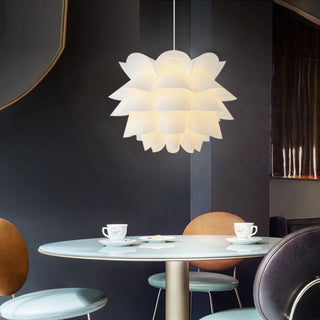 Safa - Linear White Hanging Round Lotus Ceiling Light