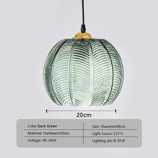 Rubik - Glass Leaf Pattern Round Coloured Shade Hanging Pendant Ceiling Light