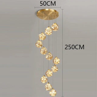 Ayra - Modern Gold Glass Hanging Round Cluster Chandelier