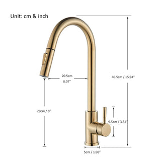 Teresia - Kitchen Brushed Gold Pull Out Modern Single Handle Mixer Tap