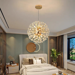 Orhan - Glass Dandelion Gold Frame Round Clear Crystal Ceiling Light Chandelier