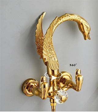Evaristo - Gold Swan Bathroom Rainfall Shower Set with Dual Handle Controls