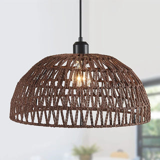 George- Rattan Hemp Rope Woven Hanging Dome Pendant Ceiling Light