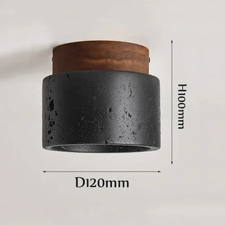 Emilio - Retro Black Stone Flush Mount Wood Ceiling Downlight