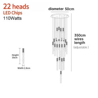 Titan - Modern LED Transparent Long Bar Hanging Chandelier