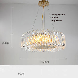 Oreal - Modern LED Round Patterned Glass Oval Hanging Chandelier
