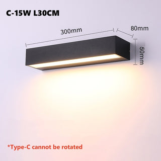 Cletus - Long Strip Rotatable LED Aluminium IP65  Wall Lamp