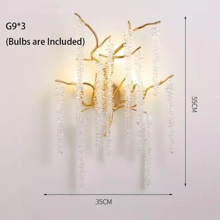 Elysia - Gold Hanging Rectangle Crystal Tassel Ceiling Chandelier