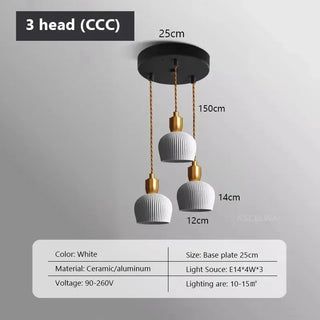 Cannes - Ceramic Resin White Gold Hanging Pendant Ceiling Light