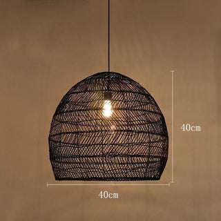 Doha - Natural Bamboo Striped Layered Hanging Pendant Ceiling Light
