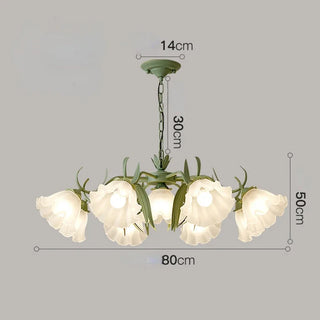 Lynlee - Frosted Multi Glass Head Flower Hanging Chandelier