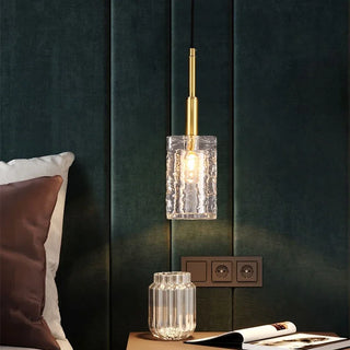 Carden - Luxury Crystal Single Head Long Line Gold Glass Hanging Pendant Ceiling Light