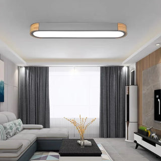 Fiqi - Modern Multicolour Rectangle Nordic Wood Flush Mount Ceiling Light