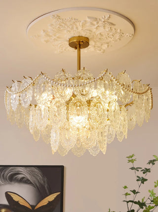 Faustina - Modern Crystal Glass Layered Shards Hanging Chandelier