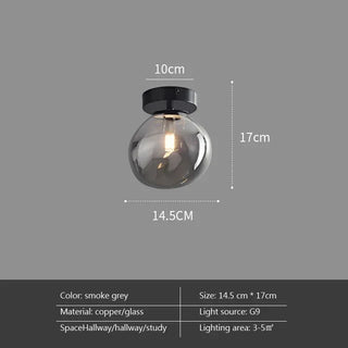 Mollendal - Globe Semi-Flush Mount Glass Ceiling Light with Midnight Black / Gold Fixture