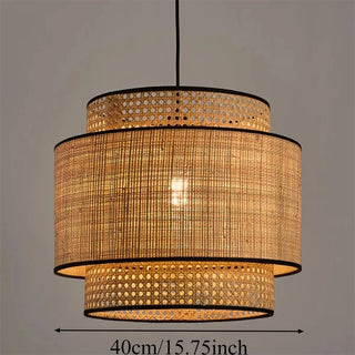 Fasseela - Perforated Handwoven Bamboo Black Hanging Pendant Ceiling Light