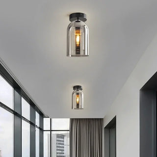 Mollendal - Globe Semi-Flush Mount Glass Ceiling Light with Midnight Black / Gold Fixture
