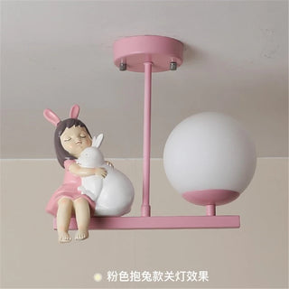 Sharell - Children's Cartoon Pink Sitting Girl Ceiling Light