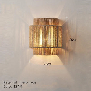Croix - Japanese Retro Rattan Hemp Weaving Wall Lamp