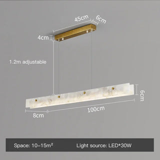 Ricky - White Marble LED Strip Ceiling Chandelier
