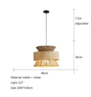 Ghizo - Vintage Wabi Sabi Handmade Hemp Rope  Led Rattan Pendant Light