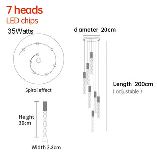 Titan - Modern LED Transparent Long Bar Hanging Chandelier