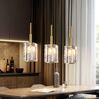 Carden - Luxury Crystal Single Head Long Line Gold Glass Hanging Pendant Ceiling Light