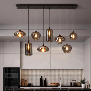 Florencia - Nordic Smoke Grey Glass Hanging Pendant Ceiling Light
