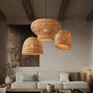Isabel - Vintage Wabi-sabi Style Densely Woven Rattan Pendant Lights