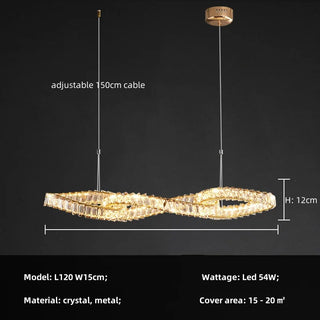 Febbie - Modern Hanging Twisted Glass Ceiling Chandelier