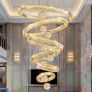 Chloe - Crystal Round Tiered Gold Ceiling Chandelier