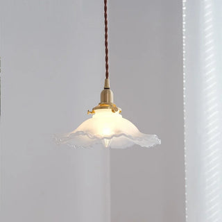 Elianny - Vintage White Glass Wavy Round Pendant Light