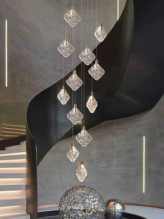 Hayk - Modern Hanging Black & Gold Teardrop Tube Sparkle Chandelier