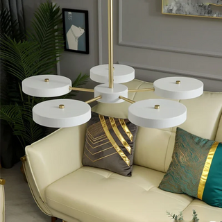 Catalina - Modern Circular Branched White Gold Hanging Ceiling Light Chandelier