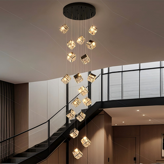 Abby - Crystal Square Box Gold Ceiling Chandelier