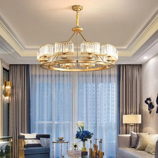Hazel - Gold Crystal Round Hanging Chandelier