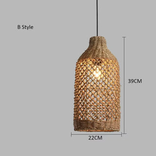 Monique - Rotating Bamboo Vine Weaving Japanese Ceiling Light
