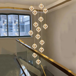 Penny - Hanging Crystal Gold Flower Ceiling Chandelier