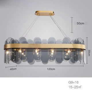 Elend - Patterend Glass Gold Hanging Ceiling Chandelier