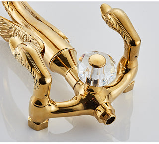 Corella - Freestanding Floor Gold Swan Bathtub Tap with Handheld Shower