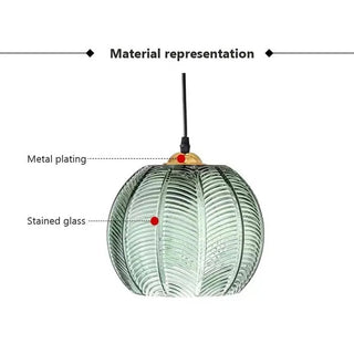 Auora - Leaf Pattern Nordic Glass Hanging Ball Lamp