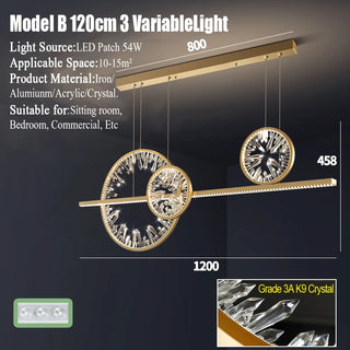 Oriana - Round Crystal Multi Clock Gold Chandelier