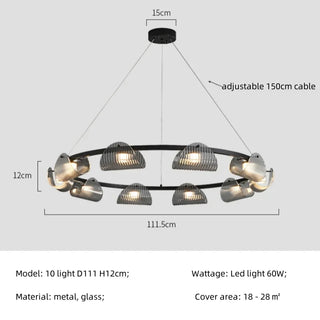 Rilee - Modern Grey Patterned Glass Ceiling Chandelier