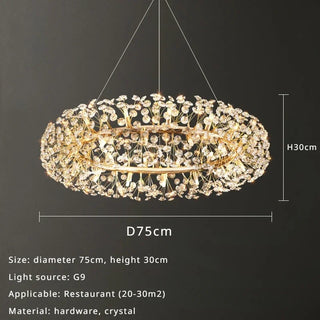 Orhan - Glass Dandelion Gold Frame Round Clear Crystal Ceiling Light Chandelier