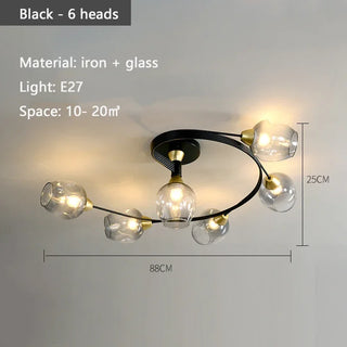 Elodie - Modern Twisted Body Coloured Glass Multi Head Ceiling Light Chandelier