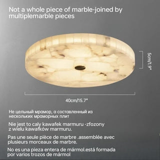 Rozalee - White Spanish Marble Round Flush Mount Ceiling Light