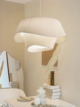 Ambre - Fabric White Wave Double Shade Round Ceiling Light