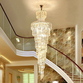 Decker - Long Crystal Tiered Fixed Hanging Ceiling Light Chandelier